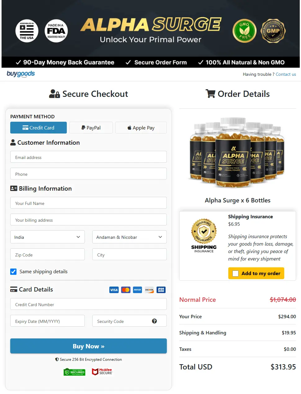 alpha surge buy page